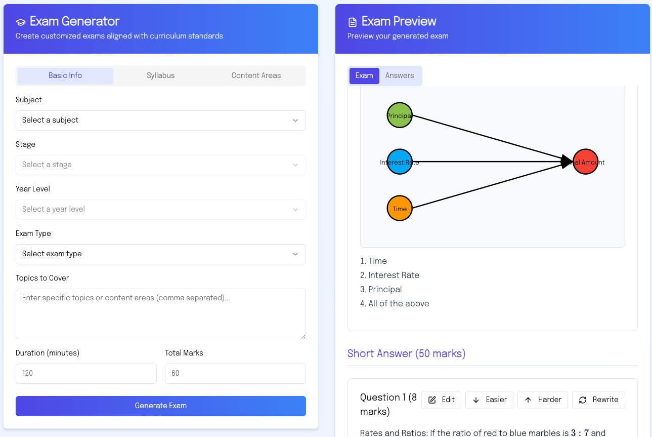 Show HN: I made a tool to help teachers build exams, lessons, etc. in minutes